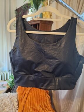Rae Mode Black Faux Leather Sports Bra Size 3x